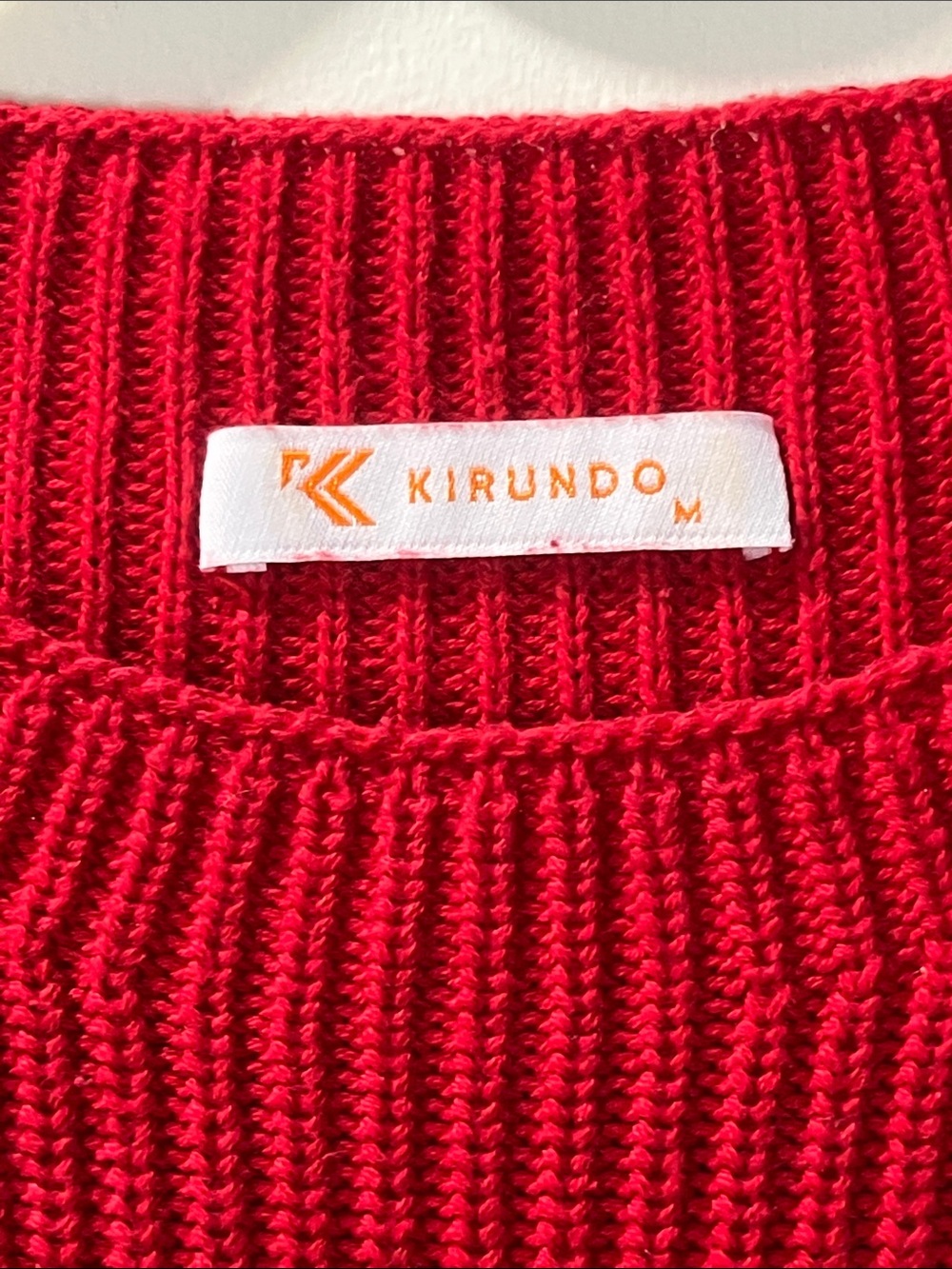 Kirundu M Bright Red Crewneck Knit Sleeveless Sweater with Front Pocket - Picture 2 of 6